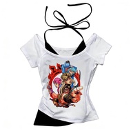 Jojo's Bizarre Adventure Crop Top - Vintage Y2K Shoujo Style with Graphic Kawaii Design
