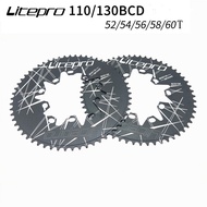 Litepro BMX Bicycle Oval Double BCD 110/130MM Chainring Folding Bike 52T/54T/56T/58T/60T Crankset Doval Driveline Chainwheel Crank