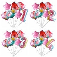 1set Mermaid Princess Foil Balloons 32inch Number Ballon Latex Ballon Helium Kids Birthday Party Dec