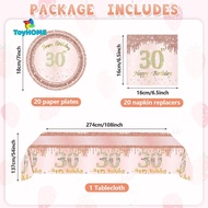 GPHA> 41 Pcs 13th/16th/18th/21st/30th/40th Birthday Decorations Rose Gold Theme Party Table Setting 