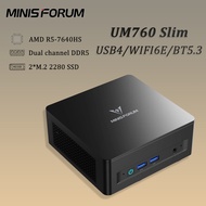 MINISFOURM MINI PC UM760 Slim AMD Ryzen 5 7640HS DDR5 SSD 2*M.2 2280 Windows 11 Pro Desktop Gaming P