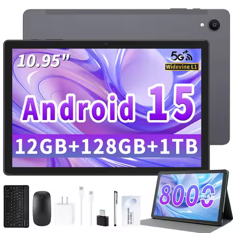 Tablet 10.95 inch Android 15 Tablets, 12GB RAM 128GB ROM 1TB Expand, Octa-core Processor, 1280x800 I