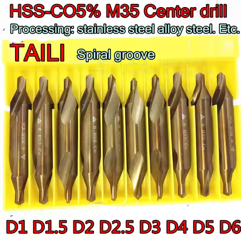 D1.0 D1.5 D2.0 D2.5 D3.0 D4.0 D5.0 D6.0 HSS-Co5% M35 60 degrees Center drill Processing: stainless s