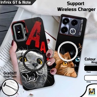 HP So Cool Infinix GT 30 Pro Case Latest 2025 Supports Wireless Charger Cat Motif | SoftCase Infinix