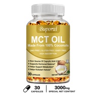 Pure MCT Oil Capsules (120 Softgels 3000 mg 2 Month Supply with Unrefined Coconut - C10 and C8 Brain