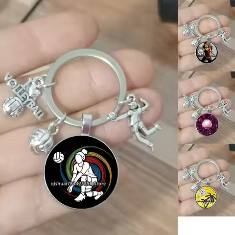 Creative Diy Keychain Volleyball Player Girl Keychain Charm Women Jewelry Accessories Pendant Gift F