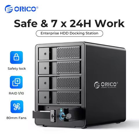 ORICO 5 Bay DAS 5Gbps SATA to USB3.0 2.5/3.5 Aluminum With Raid HDD Enclosure 150W Internal Power HD