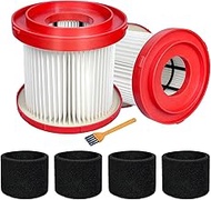 2 Pack 49-90-1900 HEPA Filter Compatible with Milwaukee Cordless M18 Vacuum 0780-20 0880-20, with 4 