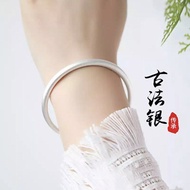 S9999 silver ancient silver bracelet female fine silver bracelet tradition contrS9999纯银古法银镯子足银女手镯传承简