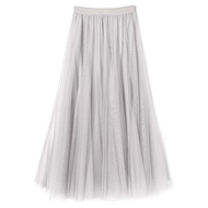 日本 GRL - 飄逸顯瘦雙層傘紗裙-石英灰 (M)