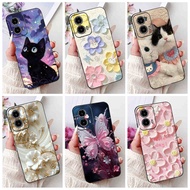 For Motorola Moto G24 G34 Cute Cat Butterfly Flower Pattern Casing MOTO G34 G24 G 24 Power Soft Sili