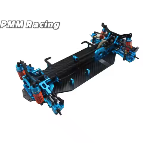 Metal Alloy Plastic Carbon Fiber Chassis Kit Quadro with Wheels, Absorbent Tires, Drift Car Parts, T
