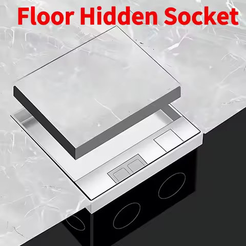 Hidden Floor Socket with USB Charging Ports, 304 Stainless Steel Underground Power Outlet, EU FR BR 