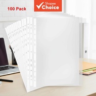 Clear Plastic Sheet Protectors, A4/Long, 100 Sheets, for Arch Files & Ring Binders