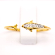 Happy Jewelry แหวนเพชรของแท้ แหวนโลมา สวยๆ เก๋น่ารัก ทองแท้ 9k 37.5% ME782