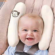 QIRVEN Baby Head Support, Cotton Head Support Infant Stroller Pillow, Travel Comfort Cozy Adjustable