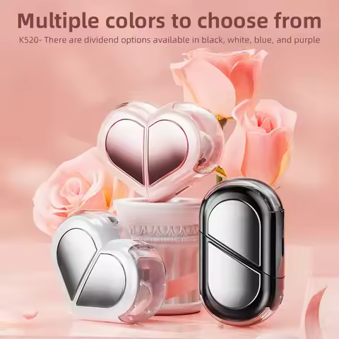 K520 Wireless Earbuds Stereo Earphones With Rotatable Love Heart Shaped Charging Case Low Latency He