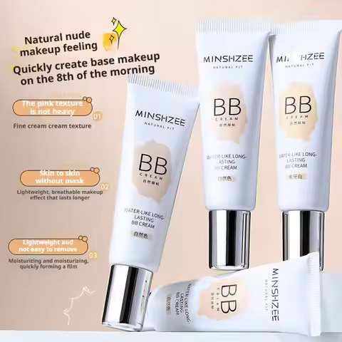 MINSHZEE Water-Like Long-Lasting BB Cream - Natural Fit Ivory White, Isolation Cream Lightweight Fac