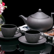 英國製Wedgwood稀有黑色玄武岩陶瓷茶杯茶壼咖啡杯手工5件套組