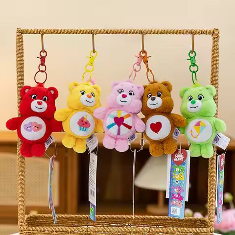 Classic Anime Genuine Care bears Plush Dolls Keychains Small Pendant Back Hangings Christmas Birthda