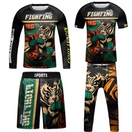 Rushguard เด็ก Bjj Rash Guard Jiu Jitsu เสื้อยืดกางเกงชุด Kicking Jerseys กีฬาเด็ก Gi Muay Thai กางเกงขาสั้น MMA เสื้อ