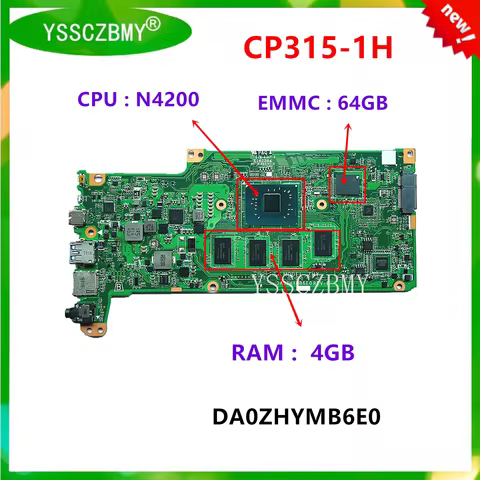 NEW DA0ZHYMB6E0 For ACER Chromebook Spin 15 CP315-1H Laptop Motherboard NBGWG1100G With CPU N4200 RA