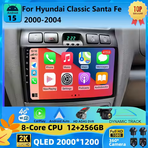 Android 16 Car Radio 4G+WIFI Carplay for Hyundai Classic Santa Fe 1 2000-2004 2005-2015 Multimedia P