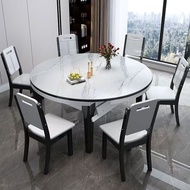 Marble dining table and chair cover, foldable round table