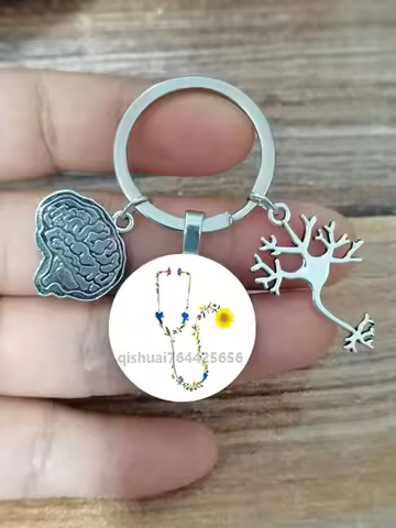 Human Anatomy Poster Breastfeeding Lung Stethoscope Press Alloy Keychain Drawing Anatomy Medical Key