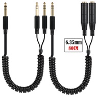 Retractable Spring Cable 6.35mm One Point Two Audio Cable 6.5 Turn Dual 6.5 Large Three Core Turn La
