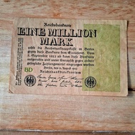 Uang Lama Jerman. Notgeld. Uang pada masa inflasi tahun 1923. Nominal 1.000.000 Mark /Weimar Republi