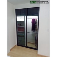 Datahomeproducts ตู้เสื้อผ้าบานเลื่อนบิ้วอินไฟในตู้(Built-in Sliding Door Wardrobe)