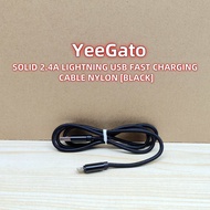 [1M] BLACK SOLID { 2.4A } USB FAST CHARGING CABLE NYLON DATA SYNC CHARGER DURABLE TANGLE FREE / PENG