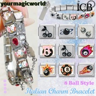 ICB 8 Ball Classical Simple Italian Charm Bracelet Links 9mm Bracelet Stainless Steel DIY Jewellery