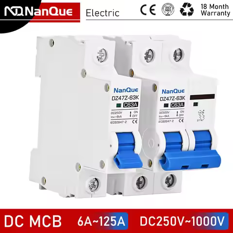 Solar Panel DC Circuit Breaker DC MCB 250V/500V/750V/1000V 2P 3P 4P 16A 32A 50A 100A 125A non polari