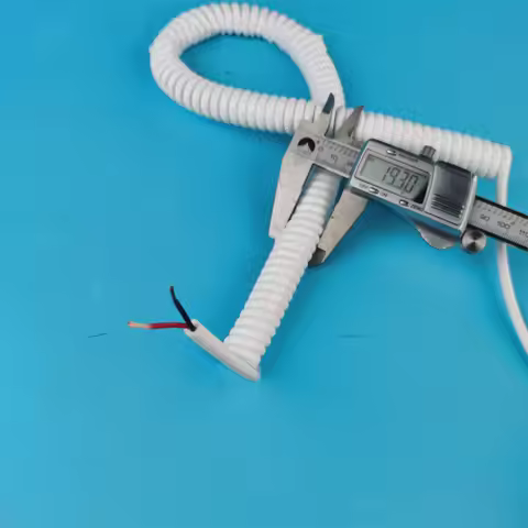 White PU spring cable wire 2 core 20 18 awg stretch 1 2 3 4 5 6 7 8 9 10 meters spiral telescopic wi
