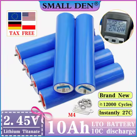 LTO 2.45V 10A Lithium Titanate Battery Cell Grade A 32145 Cylindrical LTO Cell 12000 Cycles for DIY 
