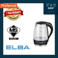 Elba Jug Kettle EJK-F1723G(BK) 2200W 1.7L Glass Body with LED Light Jug Kettle