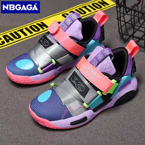 Children's Basketball Shoes For Boys Girls Non-slip Kids Sport Shoes Lightweight Outdoor Sneakers Tr