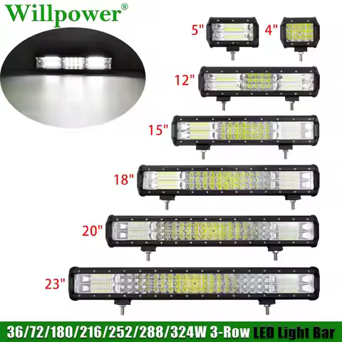 Offroad SUV Car 4" 5" 12" 15" 18" 20" 23" LED Light Bar For Jeep JK 4WD UTV Tractor 4x4 Truck Tri-Ro