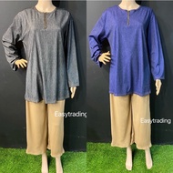 Baju Muslimah Blouse Kain Lembut Soft Cotton Jean style