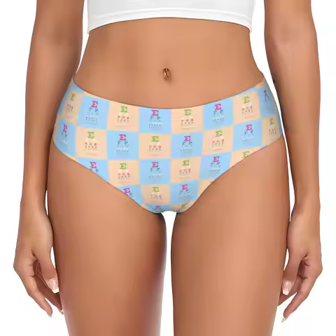 Women's Checkered Plaid Snellen Eye Chart Panties Underwear Female Comfort Optometrist Optician Brie