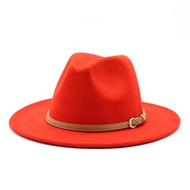 Beige Wool Fedora Hat for Woman British Style Mens Fedora Hat with Belt Casual Unisex Fall Winter Wi