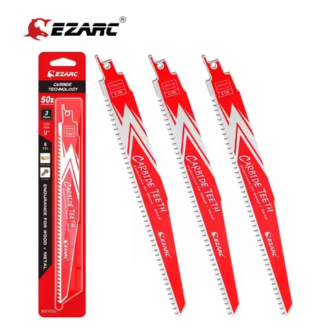 EZARC 3PCS Carbide Reciprocating Saw Blade Endurance for Hard Wood and Metal Demolition R656HM&R956H