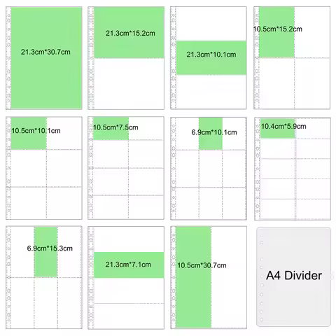 10 Sheet A4 Binder Sleeves 1/2/3/4/6/8/9/10 Pocket 10x15 4x6 Photo Album Plastic Sleeves PVC Free Po