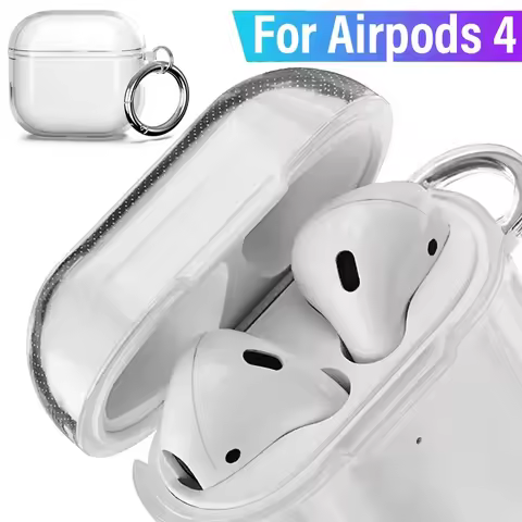 Transparent Case For Air Pods 4 Headphones Soft TPU Clear Protective Cover with Keychain For Airpods
