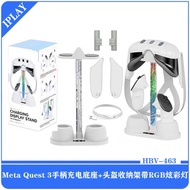 A Quest 3 Handle Charging Base Oculus quest3 Helmet Storage Bracket with RGB Light