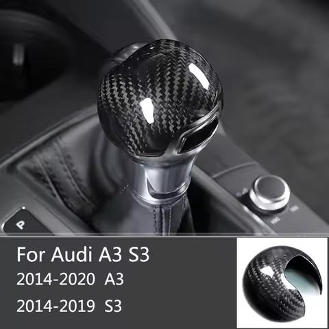 For Audi A3 S3 Gear Shift Handle Frame Cover Sticker Carbon Fiber Gear Shift Knob Head Cover Fit aud