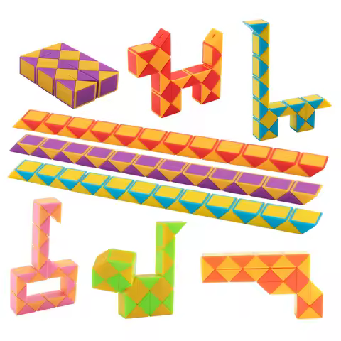 8pcs Magic Folding Snake Ruler Puzzle Cube Educational Toys for Kids Birthday Party Favors Goodie Ba