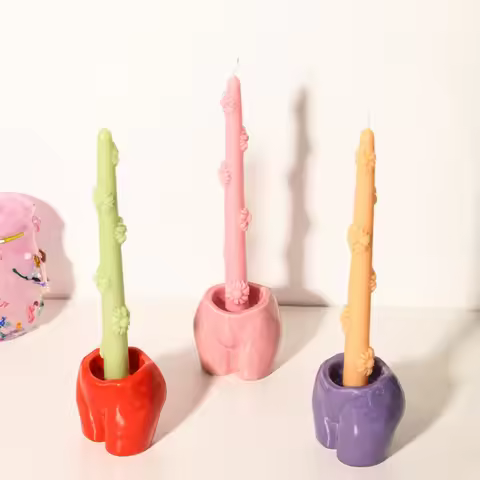 Boowan Nicole Daisy Flower Taper Candle Silicone Mold Handmade Scented Aromatic Candle Making Dinner
